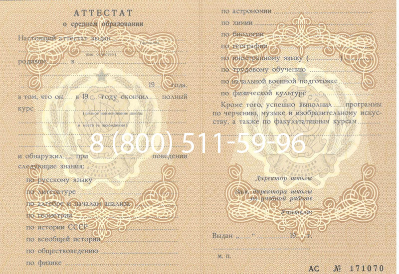 Купить Аттестат за 11 класс до 1994 в Казани